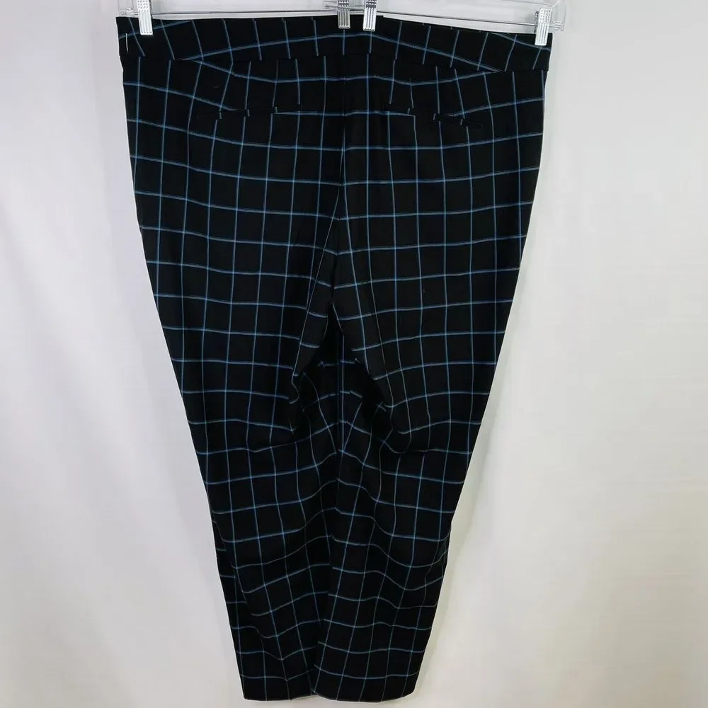 Lane Bryant Womens Pants Plus Size 25 Blue Checkers Pockets Career‎ Wear NWOT